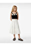 Embroidered Midi Skirt with Elastic Waist and Layered Detail - 3