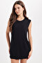 Women's Relax Fit Comfortable Cut Crew Neck Viscose Fabric Lycra Sleeveless Black Athlete Tunic - 2