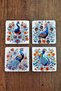 Natural Stone Coasters Set of 4 10X10X1 cm Colorful Peacocks Printed-Stone Coasters
