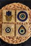 Natural Stone Coasters Set of 4 10x10x1 Cm Evil Eye Bead Patterned Stone Coasters - 3