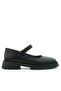 Black Wrinkled Patent Leather Velcro Thick Soled Girls' School Shoes - 3