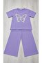 Printed Girls' Summer T-Shirt and Pants Set - 3