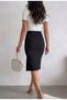 Women's Black Color Ottoman Fabric Front Slit Midi Length Skirt Mvsimliik Size 65 - 3