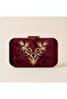 Turquoise Embroidery Detailed Bag Burgundy - 2