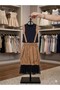 Girl's Gathered Tulle Detailed Skirt Stripe Detailed Blouse Hat Triple Set - 5