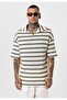 Oversize Striped Zippered Collar Knitwear T-Shirt - 2