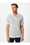 Apaş collar striped knitted men's t-shirt - 2