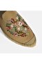 Limited Edition Beige Women's Floral Embroidered Suede Espadrille Slippers - 8