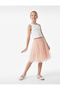 Elastic Waist Bow Detailed Midi Tulle Skirt