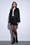 Black Suede Look Bomber Women's Coat - 2