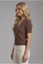 Women's Brown Heart Buttoned Short Sleeve V-Neck Bohemian Pinterest Knitwear Slim Fit Cardigan Blouse - 2