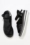 Black Leather Women's Wedge Heeled Sandals 01Ws4203