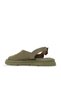 Khaki Leather Women's Flat Sandals 01Wy9407 - 4