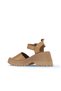 Tan Leather Women's Wedge Heeled Sandals 01Wy12600 - 5