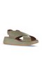Khaki Leather Women's Wedge Heeled Sandals 01Wy5703 - 2