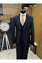 5 Button Flat Vest Suit Navy Blue - 3