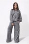 Girl's Gray Pearl Stone Bow Detailed Oversize Sweatshirt & Wide Leg Pants Set 10-11-12-13-14 Years Old - 2
