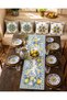 Blue and White Lemon Runner and 4-Piece Throw Pillow Cover Set - 2