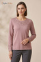 Women's Powder Spring Bunch Pattern Embroidered Collar and Sleeves, Stoned Mother Combed Cotton Blouse