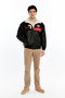 Unisex Oversized Zippered Coat with Fur Inside – Black Striped Streetwear Trend - 3