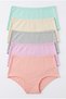 Women's 5-Pack High-Waisted Cotton Stretch Fabric Ribbed Knit Rib Knit Corded Fabric Salmon - 2