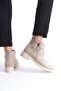 Margaret Zippered Orthopedic Sole Heeled Suede Women's Boots - Tan - 3
