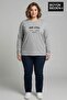 Women's Large Size Milano Italy Printed 2 Thread Crew Neck T-Shirt Spr26Btsk942-9