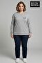 Women's Large Size Air Printed 2 Thread Crew Neck T-Shirt Spr26Bts942-1