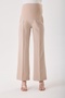 Maternity Wide-Leg Adjustable Waist Fabric Trousers with Front Stitch Detail - 6