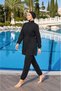Lina Elastic Waistband Water-Repellent Fabric Plain 3-Piece Set Hijab Swimsuit Beachwear Burkini - 8