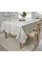 100% Raw Cotton Linen Ruffled Tablecloth - Kitchen and Living Room Tablecloth