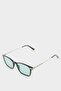 Men's Classic Square Black Metal Frame Blue Glass Polarized Sunglasses F0581Axns - 3