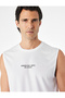 Comfortable Fit Crew Neck Sleeveless Sports Tank Top with Printed Back