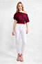Burgundy Ultra Premium Soft Boat Neck Short Sleeve Blouse - 3