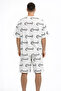 Men's Oversized Front and Back Printed T-Shirt Shorts Set Comfortable Fit Summer Casual Combination - White - 3