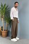 Modal Fabric Lace-Up Baggy Trousers Khaki - 2