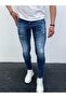 Men's Blue Stonewashed Ripped Detail Slim Fit Lycra Skinny Jean Trousers - 4