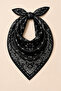 Women's Black and White Bandana Patterned 70X70 cm Satin Scarf, Silky Textured Square Neck Hair Bag Accessory
