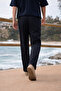 Men's Trend Basic Wide Leg Black Fabric Trousers - 6