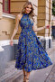 New Season Women's Off-The-Shoulder Circle Neck Patterned Maxi Single Jersey Dress