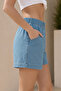 - Women's Summer Thin Fabric Elastic Waist Loose Cut Shorts-C632-Ice Blue - 4
