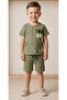 Boy's Printed Pocket T-Shirt and Shorts Combed Cotton Casual Set