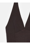 91633 Halter Neck Mini Dress-Dark Brown - 7