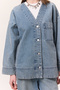 Button Closure Denim Jacket Blue - 6