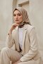 100% twill silk scarf with marble pattern in beige color 90x90 sewing method: hand stitching - 3