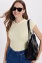 Women's Slim Fit Narrow Cut Crew Neck Viscose Fabric Ultra Soft Yellow T-Shirt Blouse - 2