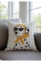 Children's Room Throw Pillow Cover Set of 4 Cute Animal Patterned Decorative Pillow Covers Colorful Striped Gift Set - 6