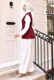 V Neck Vest Suit Claret Red 19254 - 4