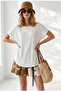 Women's White Oval Draped Viscose T-Shirt Tsh-19001008