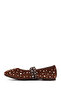 Women's Brown Strappy Studded Suede Leather Ballerinas 26Pfd270110 - 3